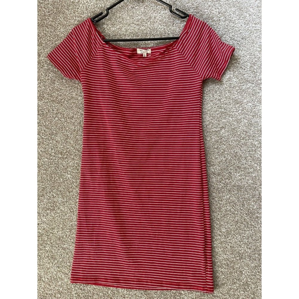 Heart & Hips Juniors Red White Striped Short Sleeve T-Shirt Dress Size Large